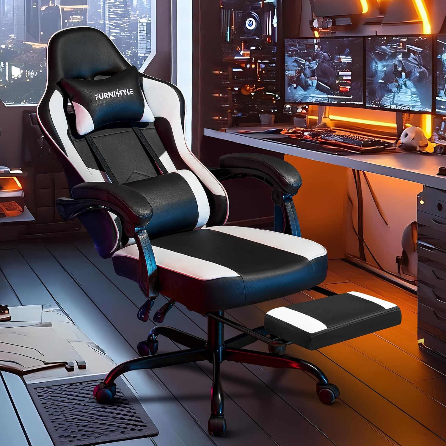 Gaming Chair with Footrest, Vi - Video Games ulasan dan harga