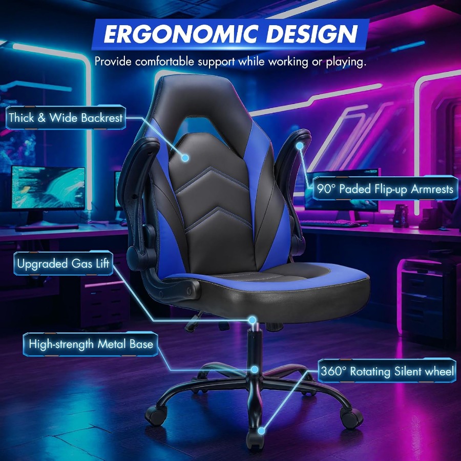 Computer Desk Chair, Lumbar Su - Video Games ulasan dan harga
