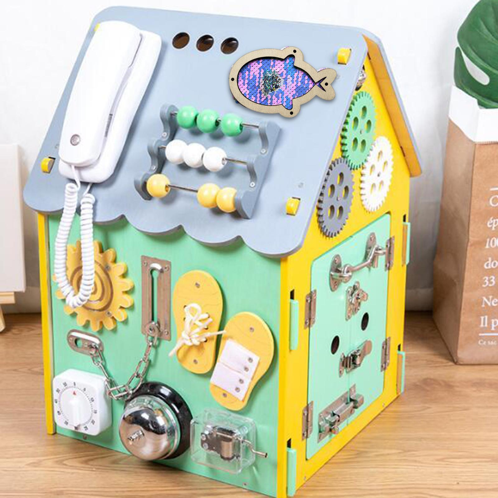 Kids Busy Board Fish Sequin Wo - Montessori Wooden Busy Board Toddler ulasan dan harga