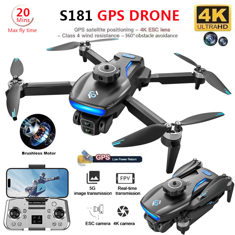 S181 GPS Drone 4K Professional - Fpv Brushless Rc Drone 4K ulasan dan harga